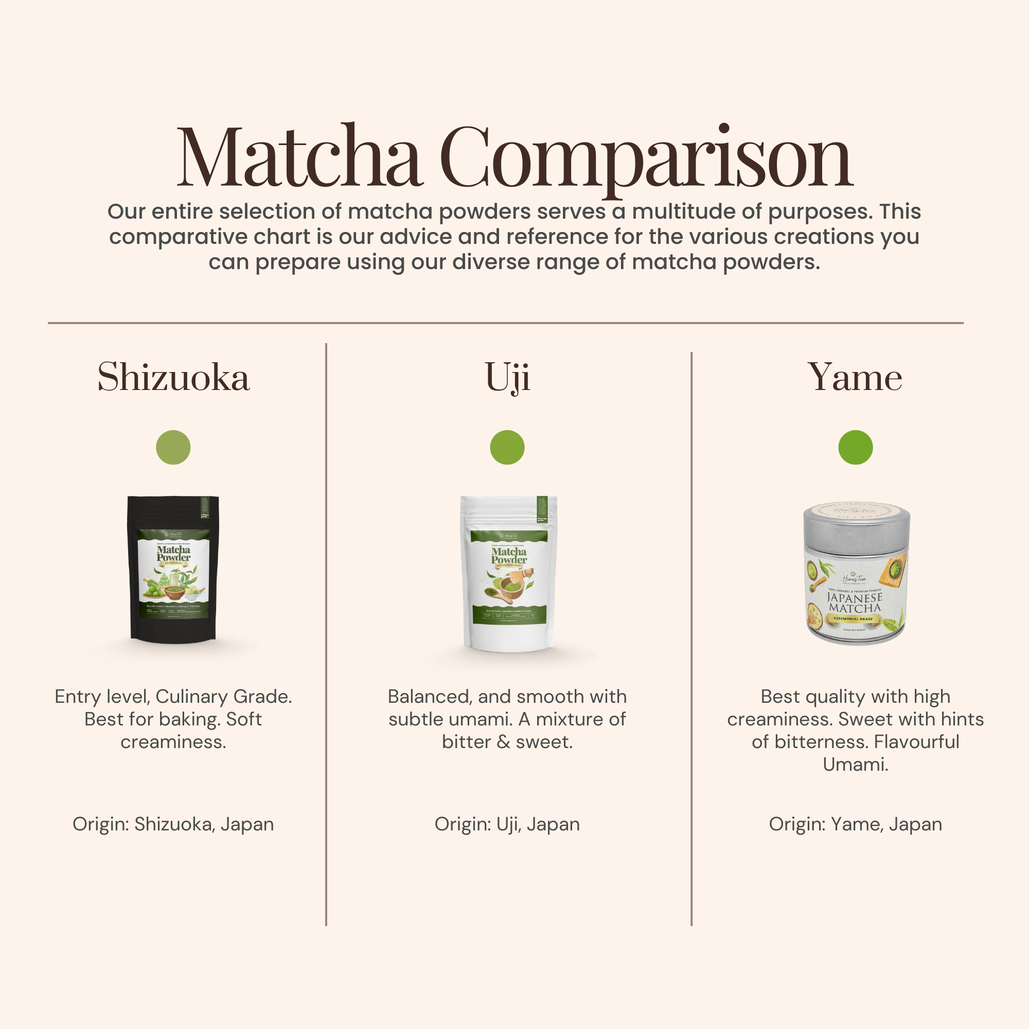 Shizuoka Culinary Matcha 100g Pack Bundle - Honestea & Co.