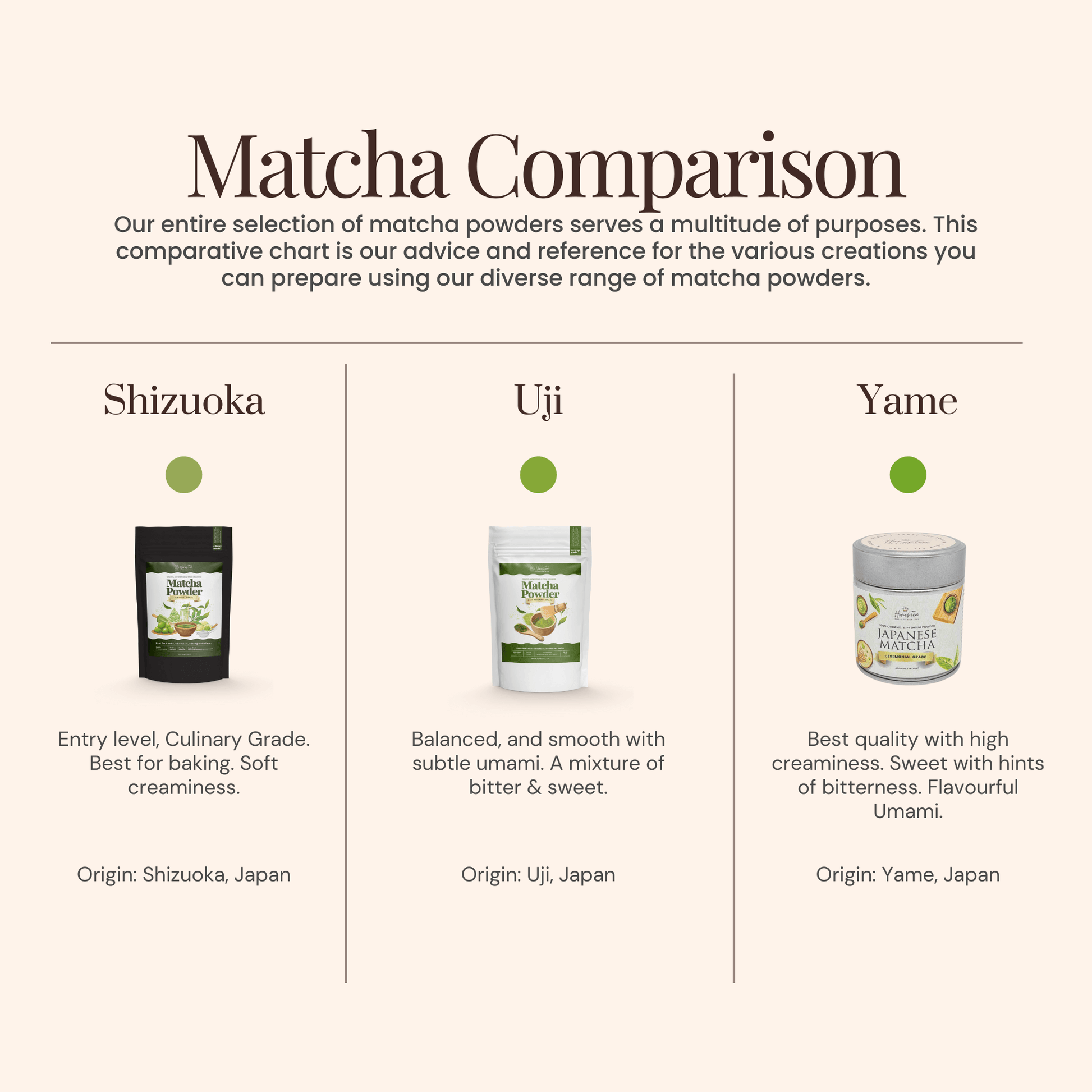 Shizuoka Culinary Matcha 100g Pack Bundle - Honestea & Co.