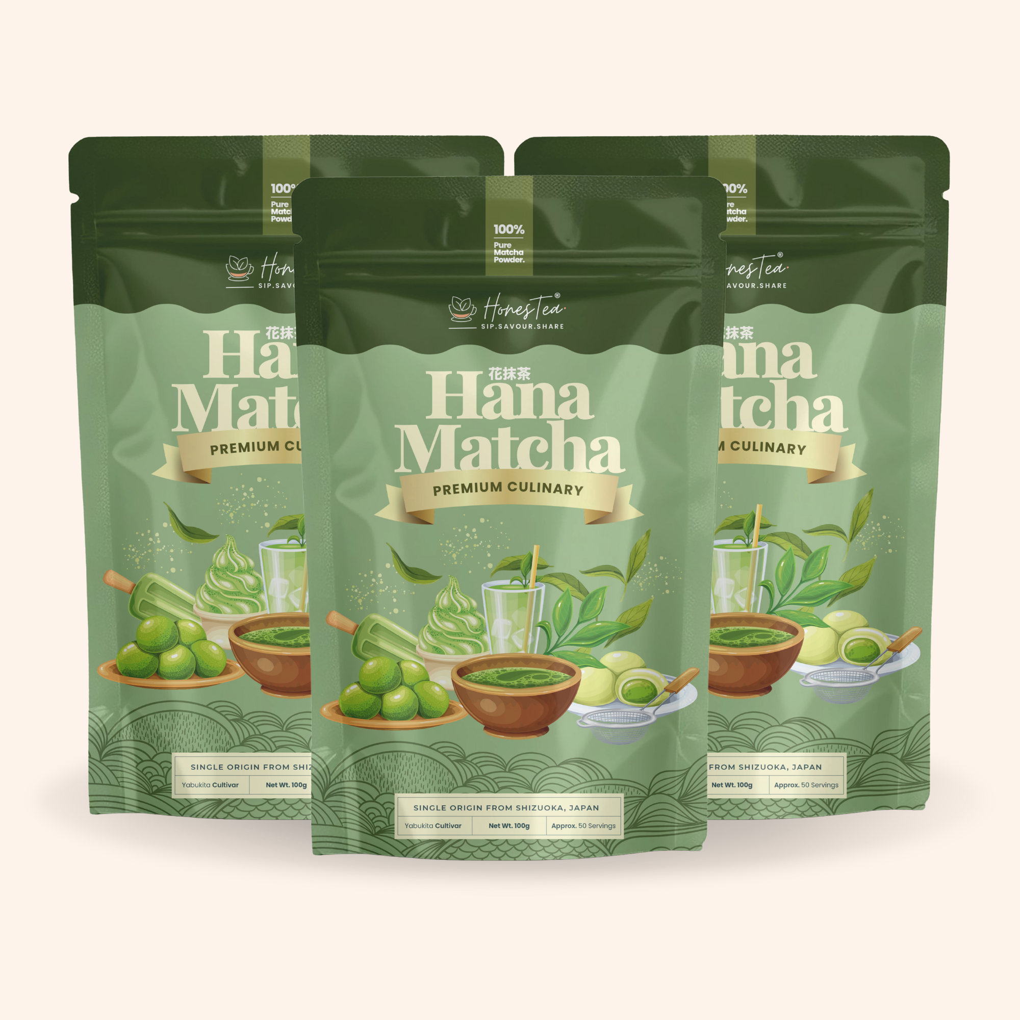 Hana Premium Culinary Matcha 100g Pack Bundle