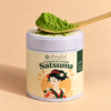 Bamboo scoop of Honestea Satsuma ceremonial matcha powder on the tin